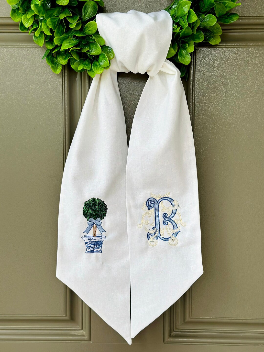 Wreath Sash | Embroidery Sash | Door Hanger |  Embroidered Decor | Housewarming Gift | House Deco... | Etsy (US)