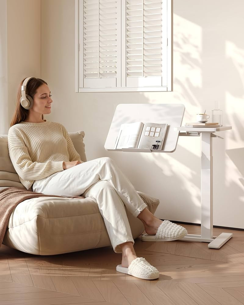 Amazon.com: FLEXISPOT Adjustable Height C-Shaped End Table with Split Tilting Top \u2013 Mobile S... | Amazon (US)