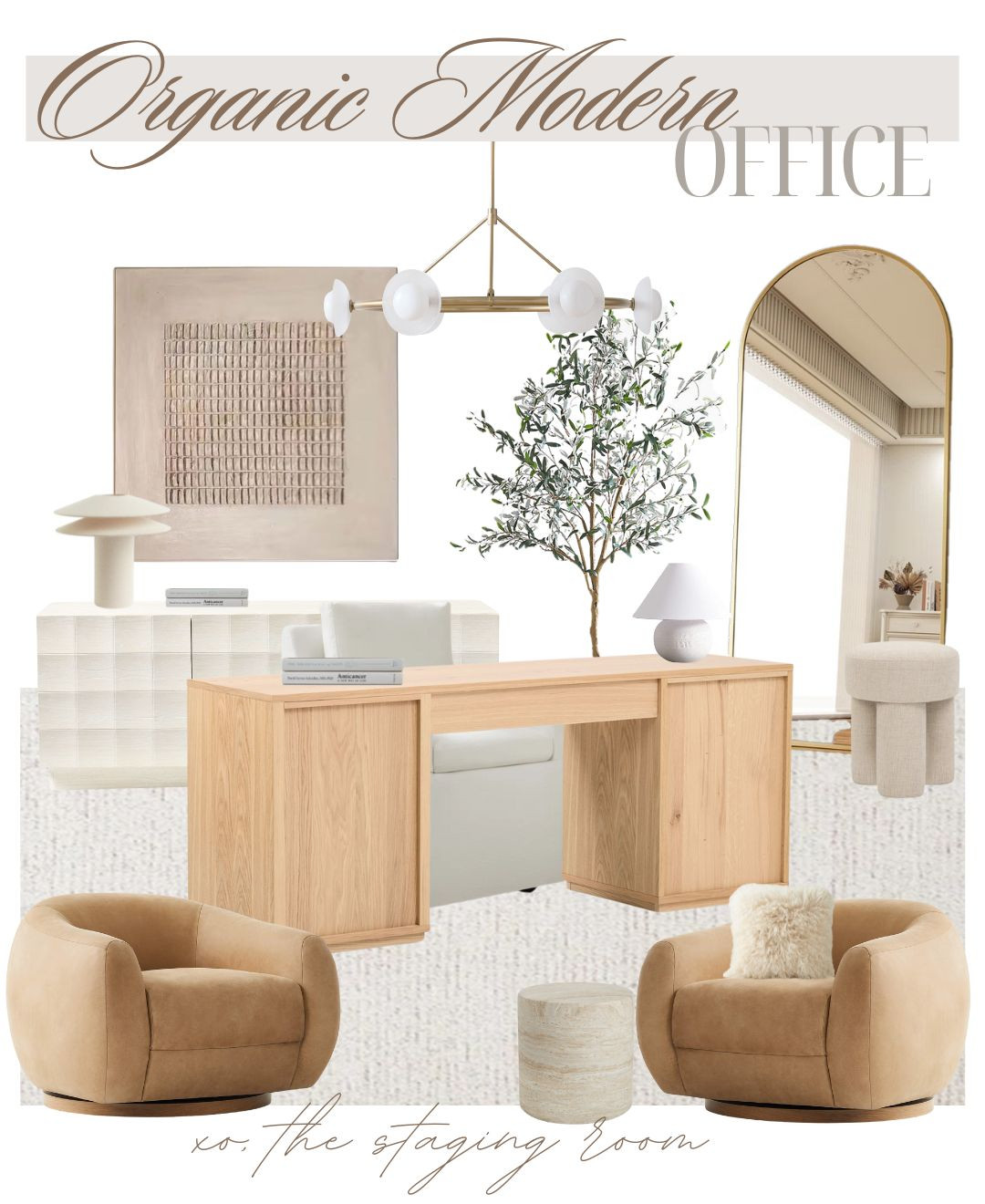 Organic modern office design inspo ✨

—-

Home office, WFH, modern office, desk, storage desk, office storage, office organization, home design, home decor, interior design, office designn