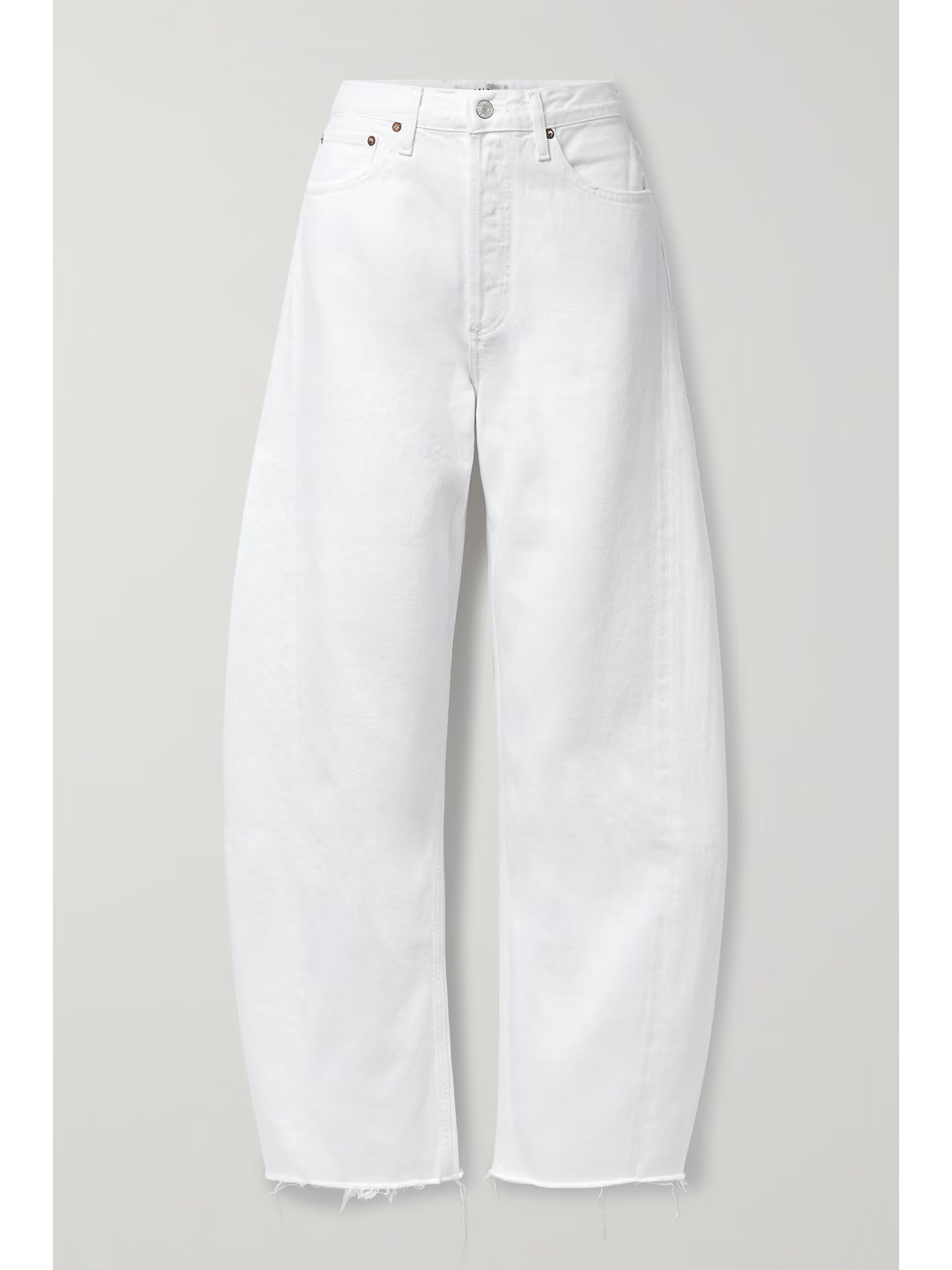 AGOLDE - Luna Frayed High-rise Wide-leg Organic Jeans - White | NET-A-PORTER (US)