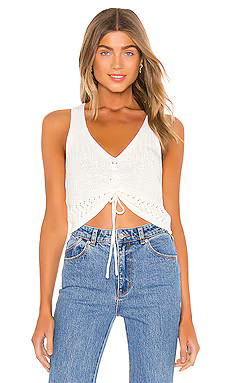 MORE TO COME Khloe Ruched Knit Top in White from Revolve.com | Revolve Clothing (Global)
