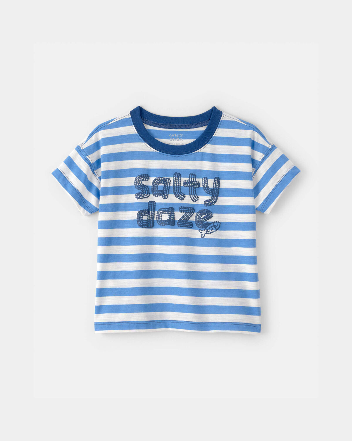 Toddler Boy 'Salty Daze' Striped Graphic Tee - Blue/White | Carter's | Carter's Inc