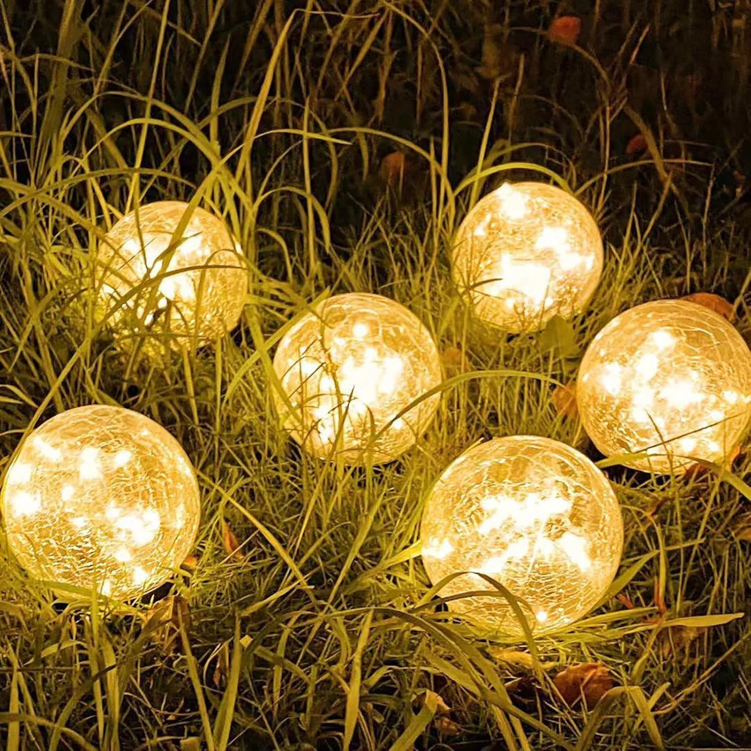 Solar Garden Lights Outdoor Waterproof, 6 Pack LEDs Cracked Glass Ball Light, Ground Landscape Ga... | Amazon (US)