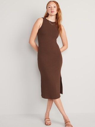 Fitted Sleeveless Rib-Knit Midi Sweater Dress for Women | Old Navy (US)