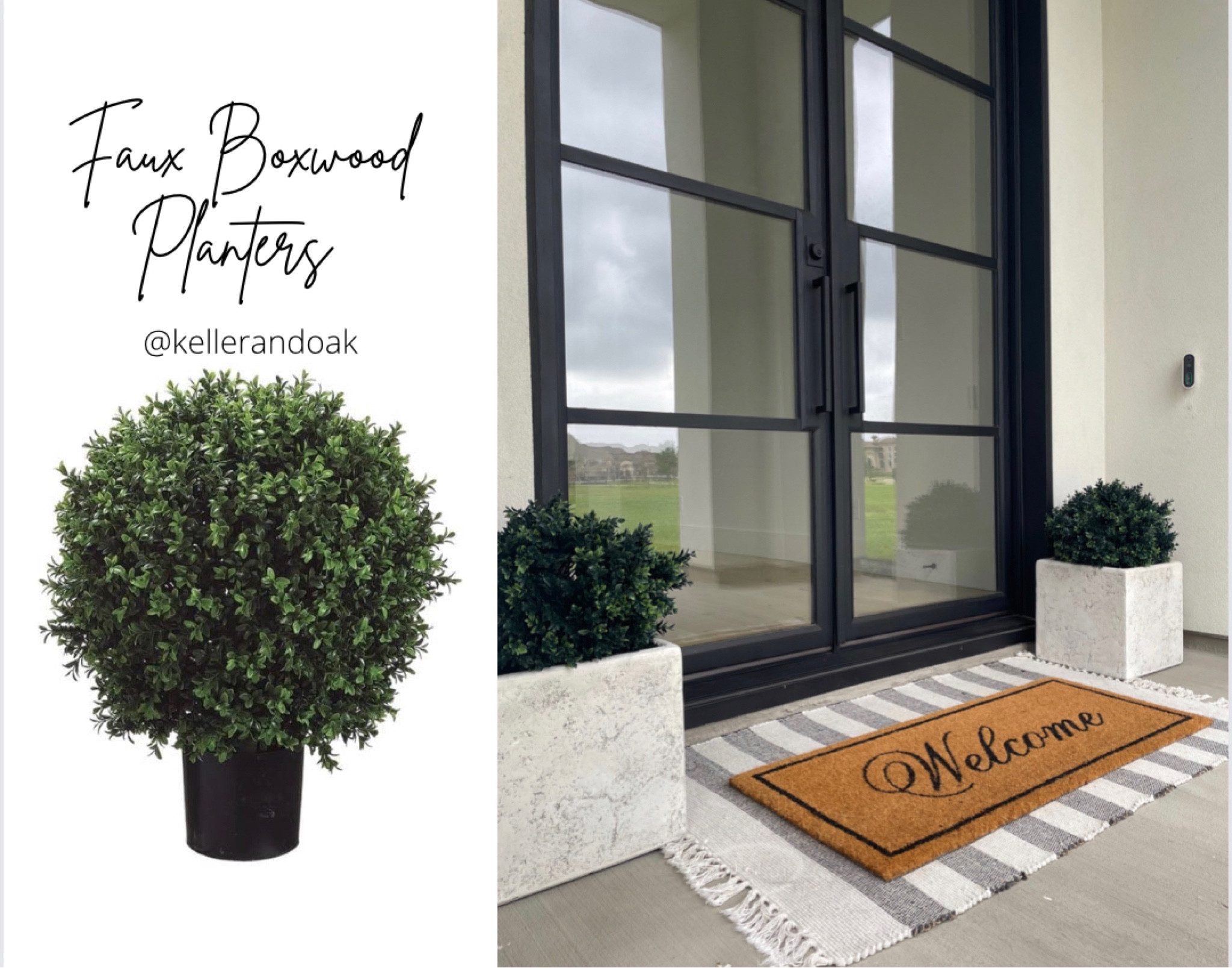 Front porch. Planters. Faux boxwoods. Faux greenery spring planters. Concrete planters. Spring porch refresh. 

#kellerandoak #ltkhome #ltksale #wayfair #wayday #amazonhome #targethome 