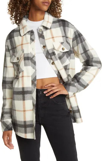 Plaid Polar Fleece Shacket | Nordstrom