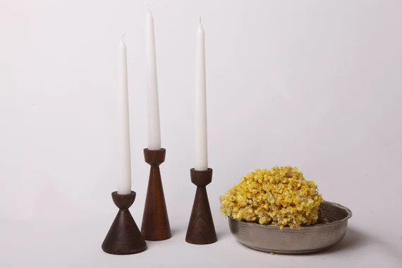 Candle Holders Set of 3  Wooden Candlestick  Rustic Candle | Etsy | Etsy (US)