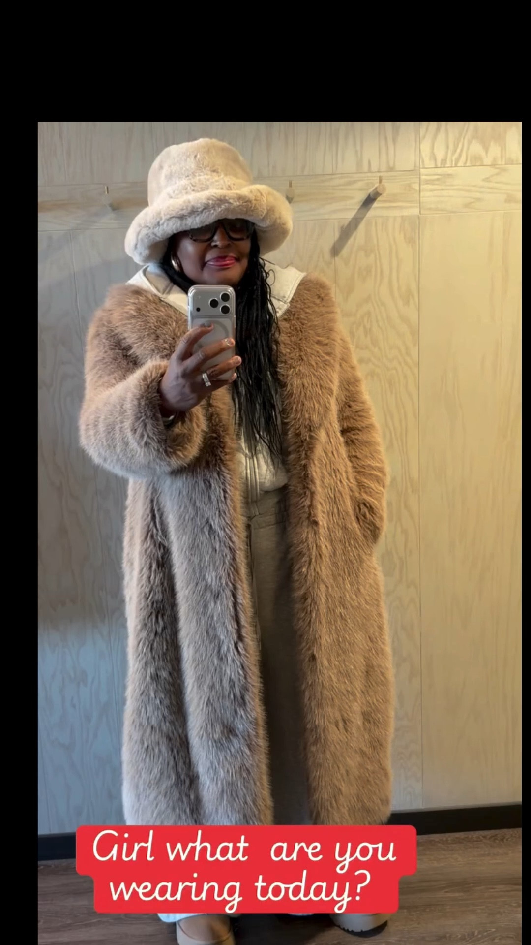 Girl what are you wearing today-faux fur edition!
Ha when it’s cold outside, I will find a way to stay warm and fly, even if I look like The Mack!! This is one of my outfit formulas as my daughter said you love a set!! And I do!! #fyp: #outfitstyling #OOTD #winterishere #styleinspo Boots@UGG®
Sweatsuit -old
Coat-Avec Les Filles
Hat@Marshalls
Handbag @Coach
Glasses @Warby Parker
If you want the link to any of this or similar items comment “Mack”


#LTKTravel #LTKgrwm #LTKootd