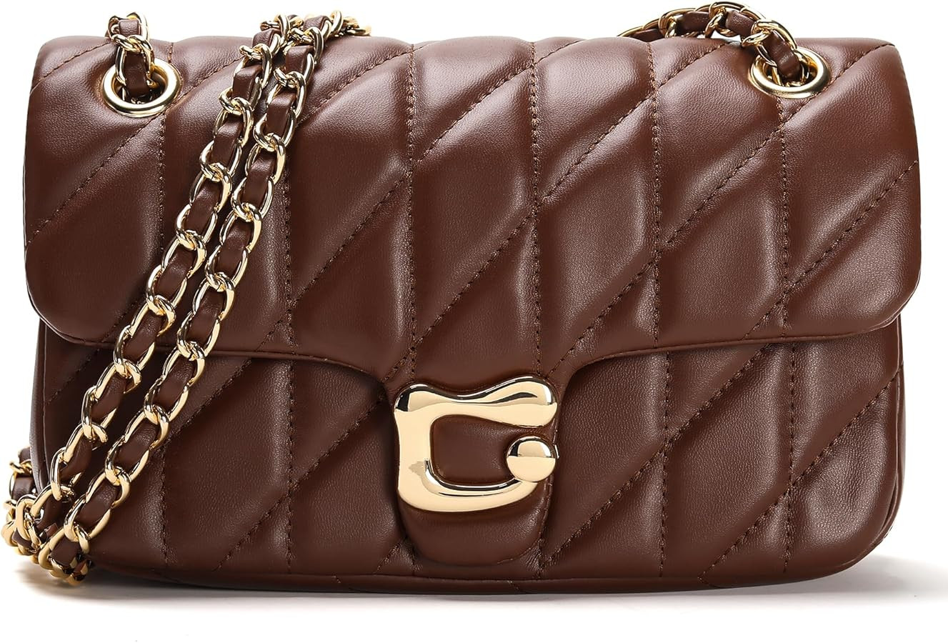 Quilted Crossbody Purse for Women Trendy - Ladies Shoulder Bag Leather Handbag Designer Evening C... | Amazon (US)
