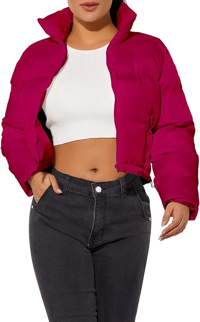 Hujoin Women's Crop Short Jacket Cropped Puffer Fashion Jackets for Women Warm Winter Lightweight... | Amazon (US)