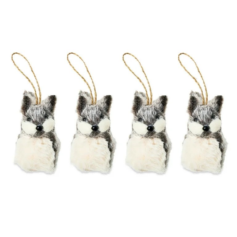 Transitional Traditional Gray Squirrel Christmas Ornament Set, 6 in, 4 Count, by Holiday Time | Walmart (US)