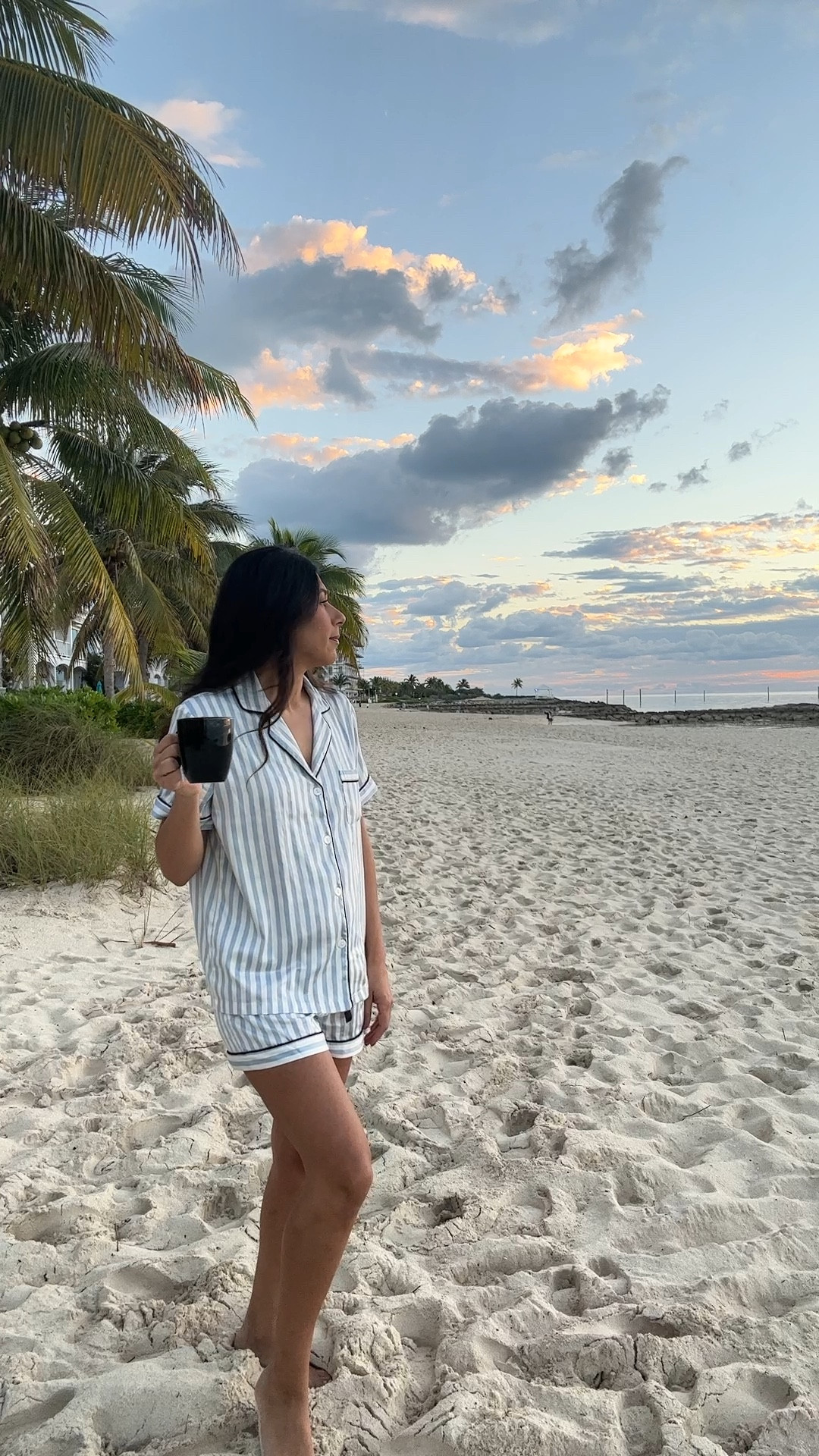 Pajamas on vacation with my hot tea - yasss!!! I love these pajamas. Come in lots of difference pattern options. So comfortable and washes well. 
Pajamas 
Pajama set 

#LTKHome #LTKTravel #LTKFindsUnder50
