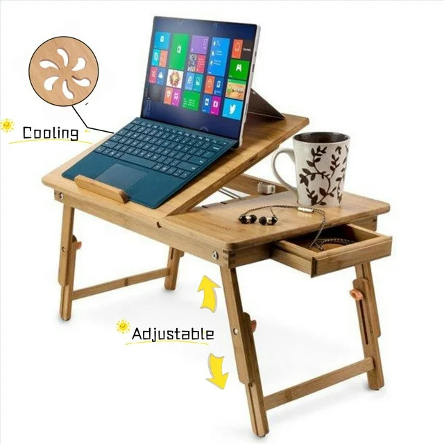 Zimtown Lap Desk 21" x 13", Nature Bamboo Folding Laptop Desk, Bed Tray Table for Computer, Adjus... | Walmart (US)