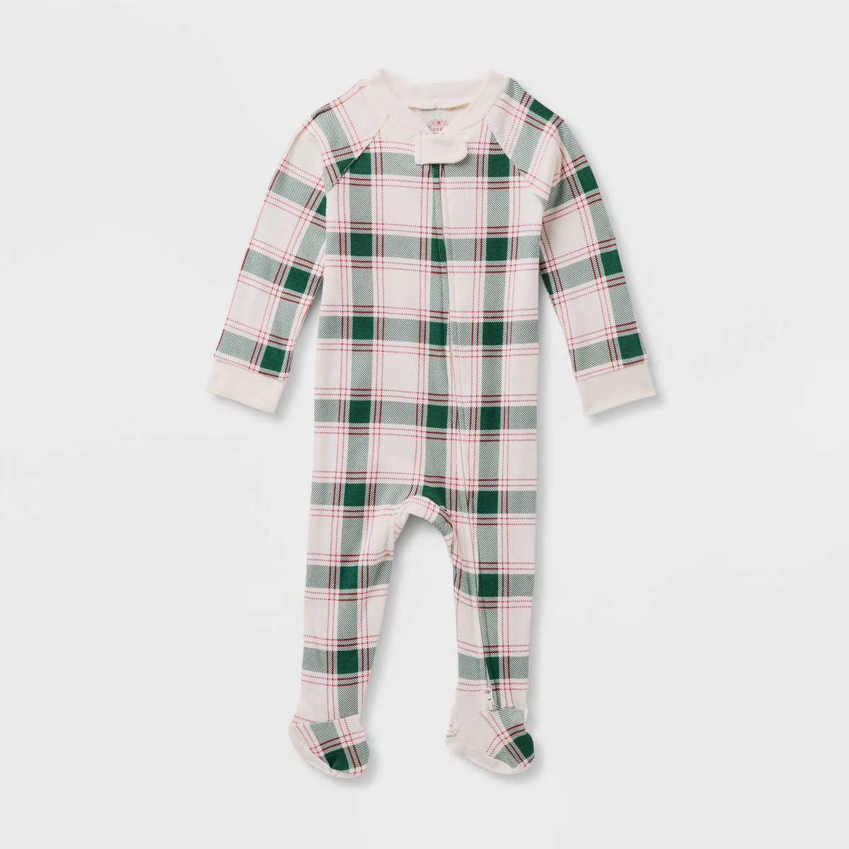 Baby Plaid Ribbed Holiday Matching Family Footed Pajama - Wondershop™ Cream | Target