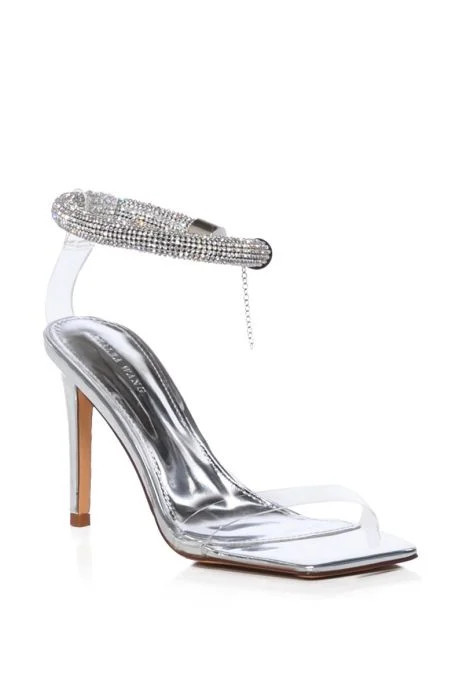 AZALEA WANG PAPI EMBELLISHED STILETTO SANDAL IN SILVER | AKIRA