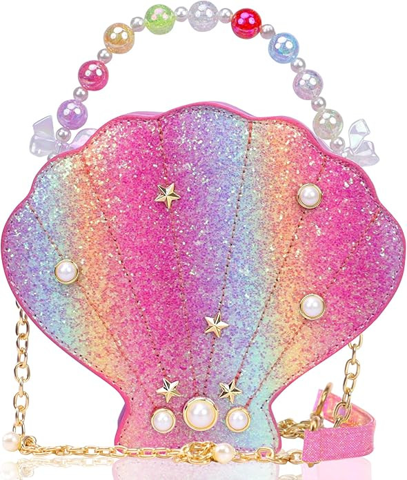 Shells Little Girl Crossbody Purse for Toddler,Shoulder Handbag,Pearl Princess Clutch Bag,Gifts f... | Amazon (US)