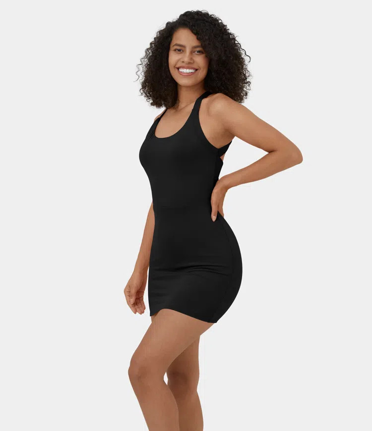 Women’s Backless Cut Out Twisted 2-in-1 Side Pocket Mini Yoga Dress - HALARA | HALARA