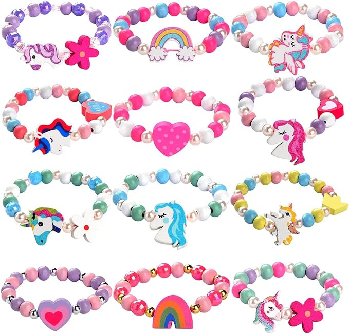 12 Pcs Kids Bracelets for Toddlers Girls - Unicorn Party Favors Easter Egg FIllers Birthday Goodi... | Amazon (US)