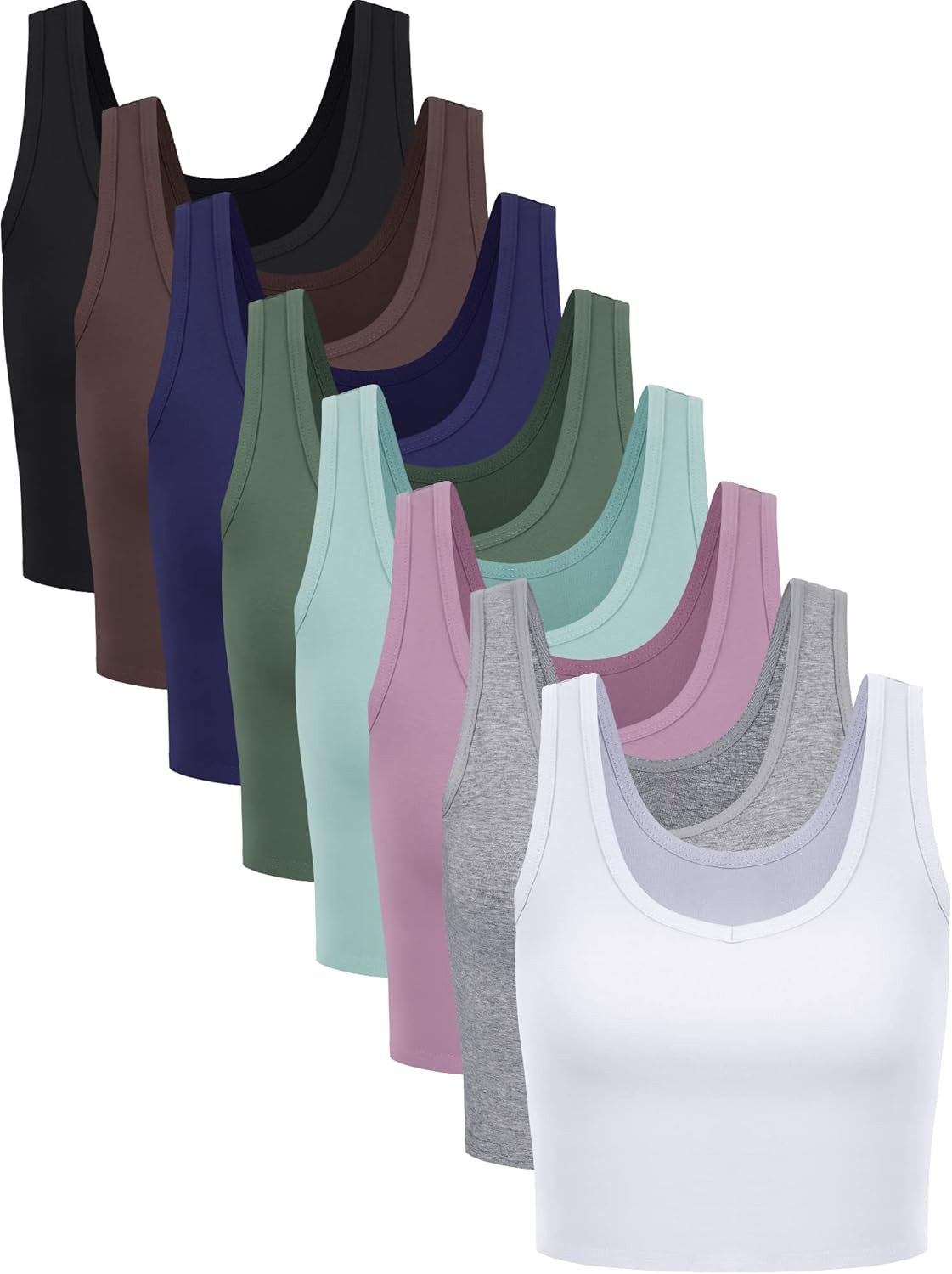 Geyoga 8 Pieces Women Basic Crop Tank Tops Sleeveless Racerback Crop Sport Tank Top for Yoga Runn... | Amazon (US)