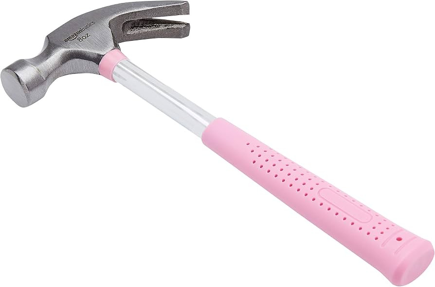 Amazon Basics 8 oz Claw Hammer with Shock Reduction, No-Slip Rubber Grip, Pink | Amazon (US)
