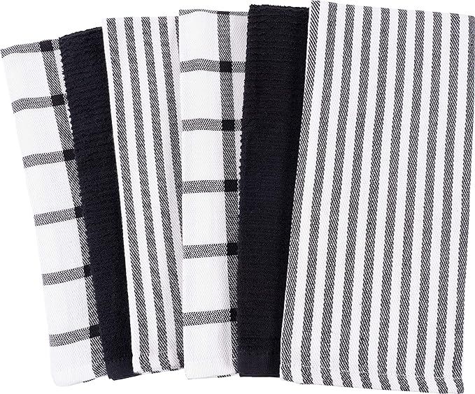 Mixed Flat & Terry Kitchen Towels | Two Sets of 3 18 x 28 Inches | 4 Flat Weave Towels for Cookin... | Amazon (US)