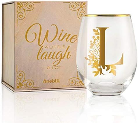 Onebttl Unique Stemless Wine Glasses, Initial Wine Cup for Red or White Wine - 18oz, Monogrammed,... | Amazon (US)