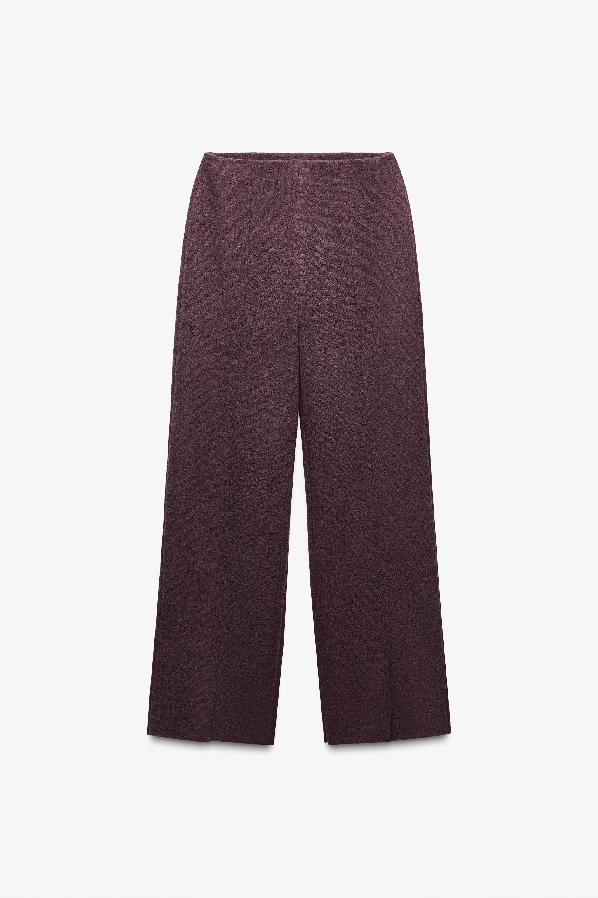 Straight leg pants with a high elastic waist. Unfinished hem. | Zara US