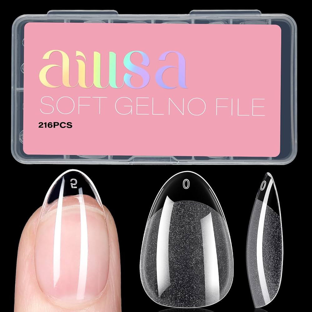 AILLSA Short Almond Nail Tips Soft Gel Pre-Shaped Acrylic Nail Tips Half Matte Full Cover Nail Ti... | Amazon (US)