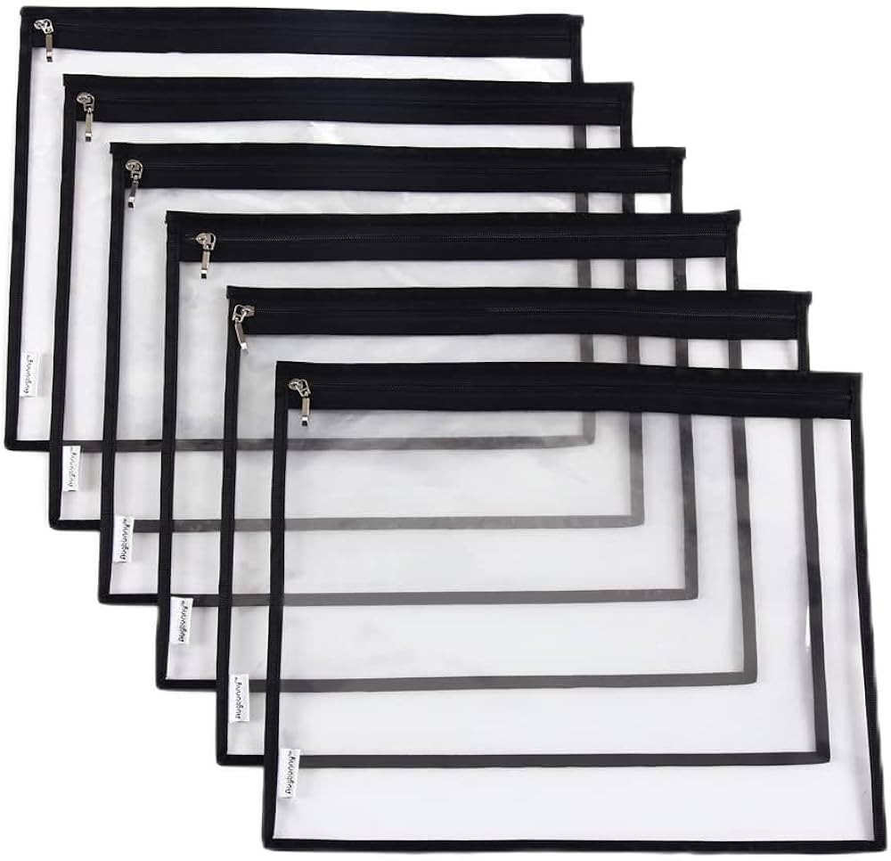 Multi-purpose Water Resisitant Clear PVC Organizer Bag Pouch with Zipper Closure 6-pack | Amazon (US)