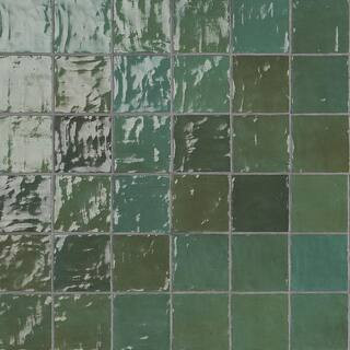 Kingston Green 4 in. x 4 in. Glazed Ceramic Wall Tile (5.38 sq. ft./case) | The Home Depot