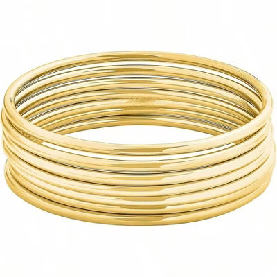 Glossy Thin Round Bangle Bracelet Set for Women, 7 Pieces gold Standard | Target