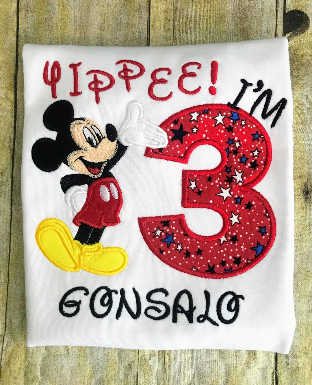 Mickey Mouse Yippee I'm Three Personalized Birthday Shirt - Etsy | Etsy (US)