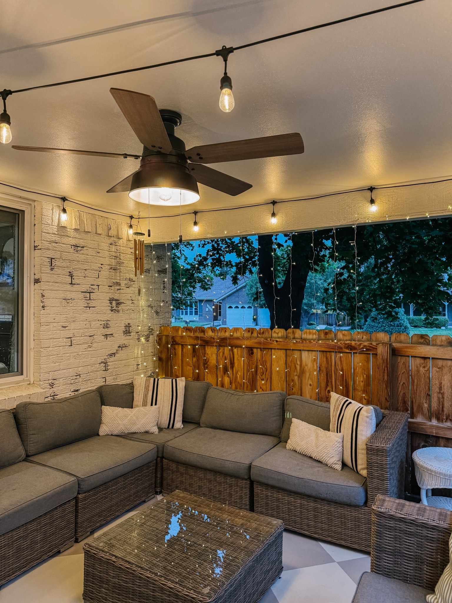 Loving the cozy glow these new @hunterfanco pieces added to our patio! The ceiling fan keeps us cool while the flush mount brings the perfect light for late summer nights outside. ✨ Both are linked for you here!

#LTKFamily #LTKSeasonal #LTKHome
