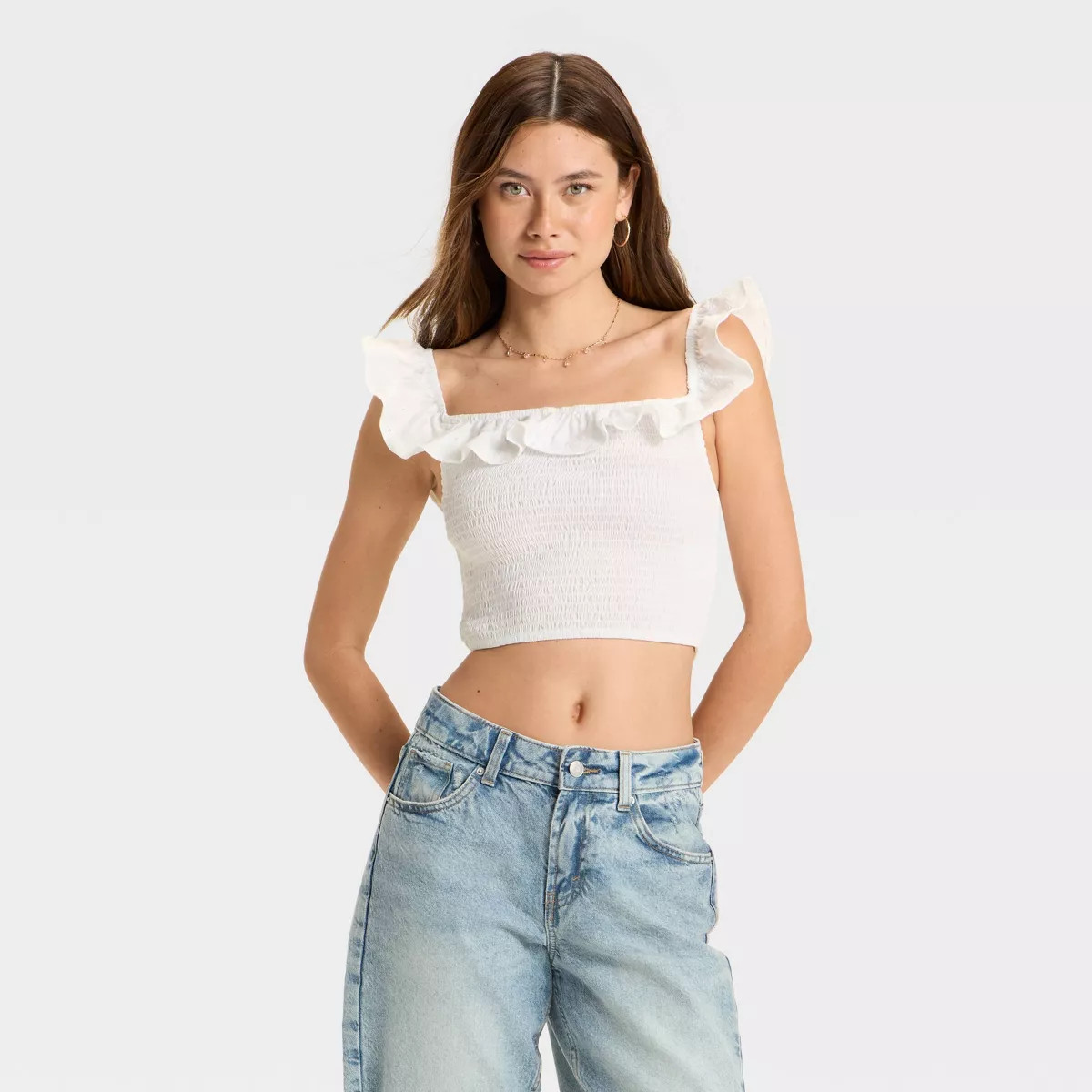 Women's Ruffle Sleeve Smocked Tank Top - Wild Fable™ | Target