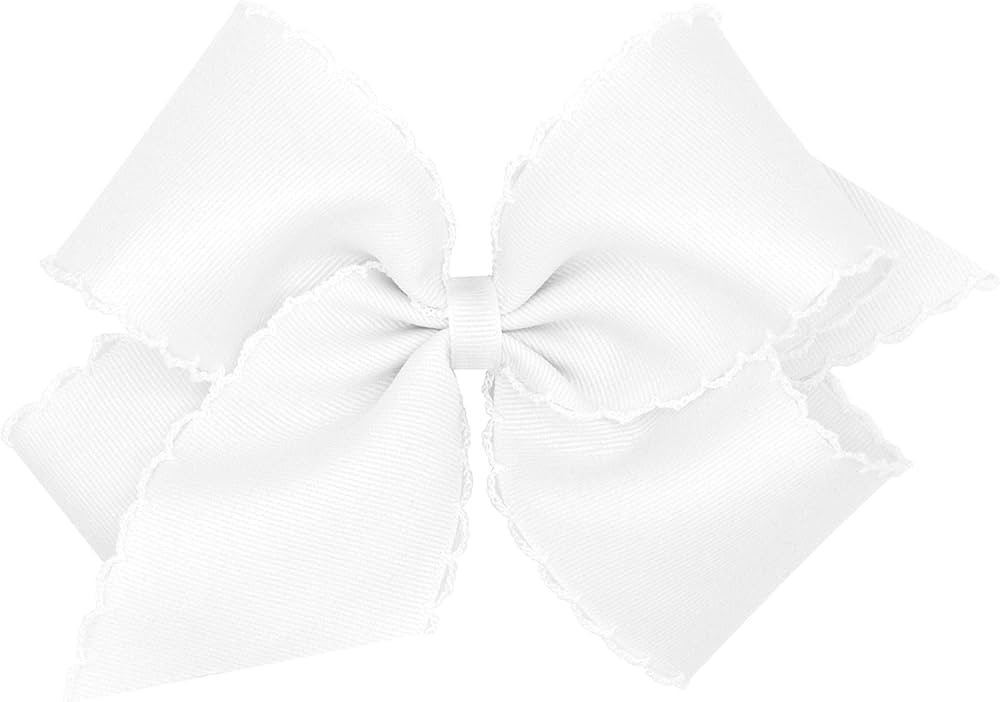 Wee Ones Girls' Classic Grosgrain Moonstitch Edge Hair Bow on a WeeStay Hair Clip, Huge, White | Amazon (US)