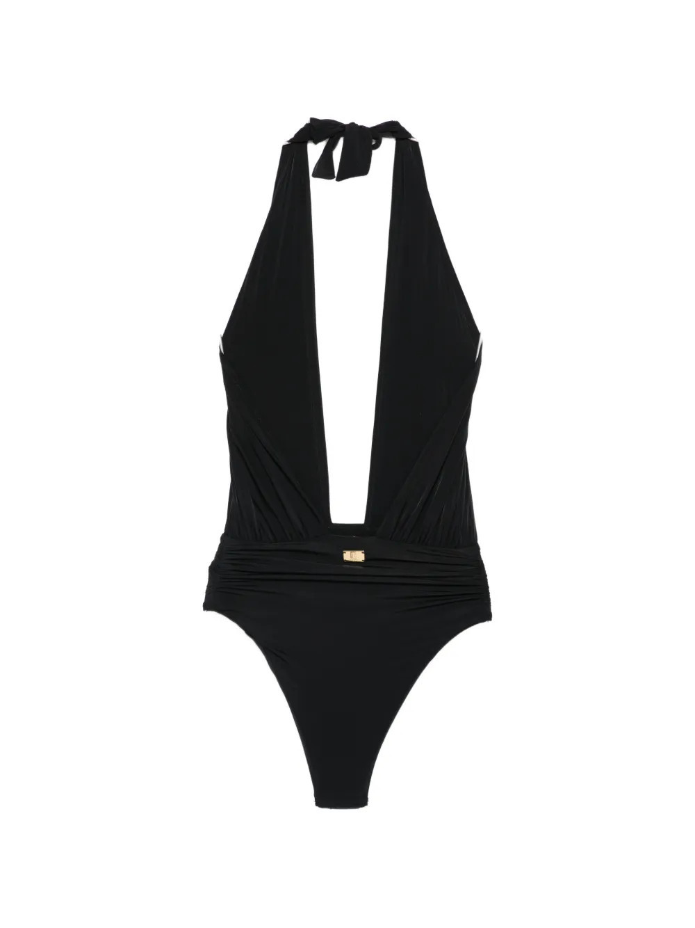 Balmain Logo-Detail Halterneck Swimsuit — Black - 36 | Italist Inc.