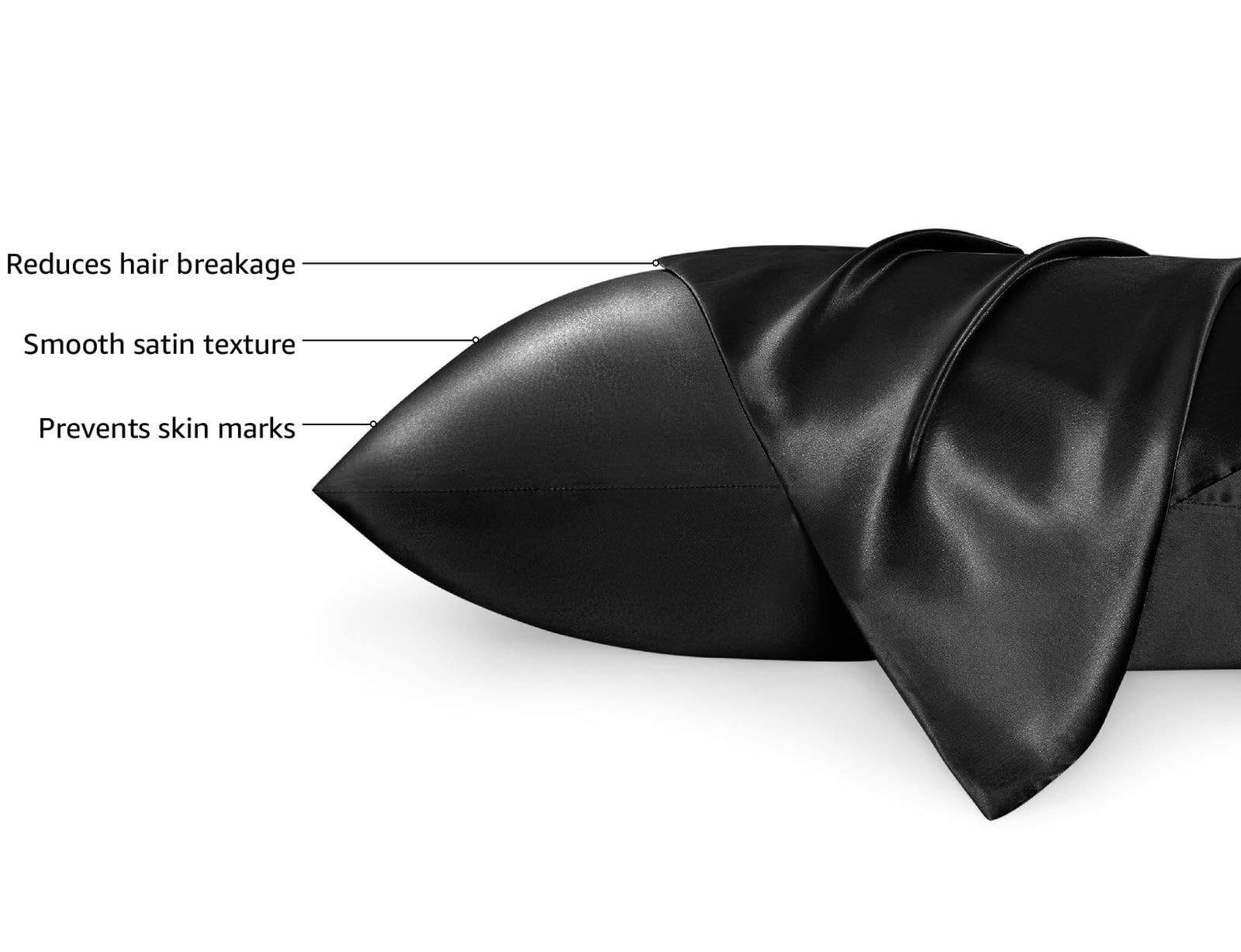 Bedsure Satin Pillowcase for Hair and Skin Queen - Black Silky Pillowcase 2 Pack with Envelope Cl... | Amazon (US)