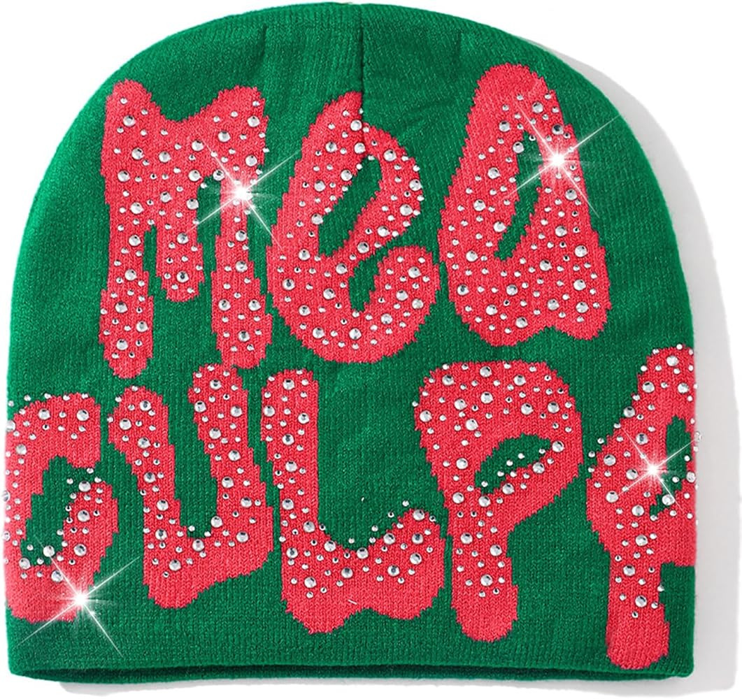 Jashlife MEA Culpa Beanies Hat with Rhinestone for Women Men, y2k Beanies Hats Hip-hop Soft Stret... | Amazon (US)