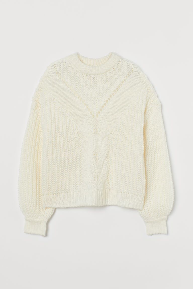 H & M - Cable-knit jumper - White | H&M (UK, MY, IN, SG, PH, TW, HK)