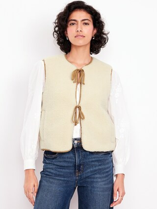 Tie-Front Sherpa Vest | Old Navy (US)