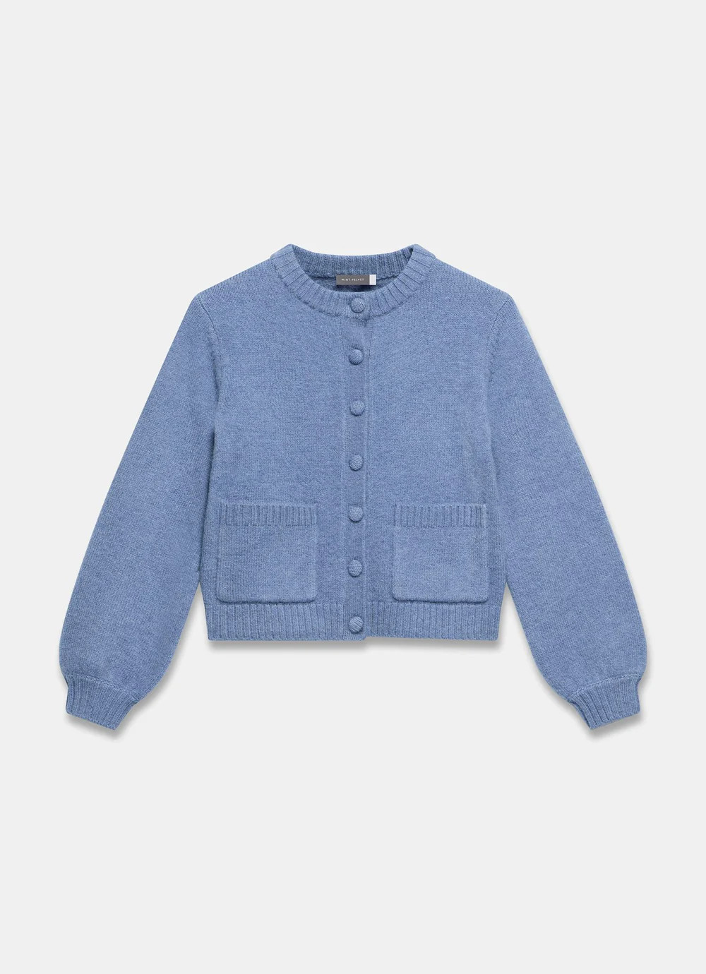 Blue Wool Blend Pocket Detail Cardigan | Mint Velvet