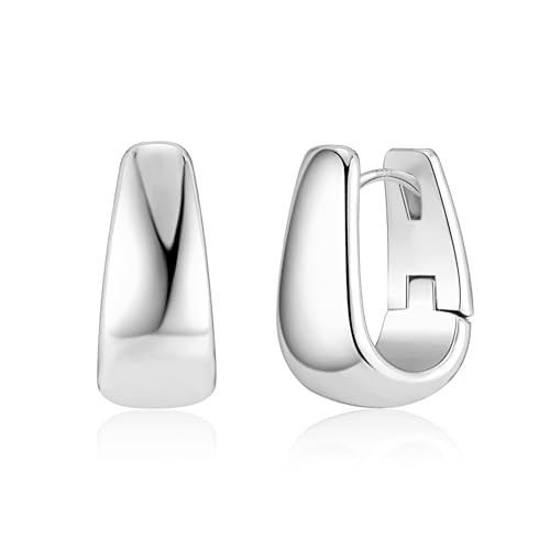 925 Sterling Silver Earrings Small Chunky Silver Earrings for Women Small Hoop Earrings Silver Hypoallergenic Small Thick Huggie Hoops Earing for Women Trendy | Amazon (US)