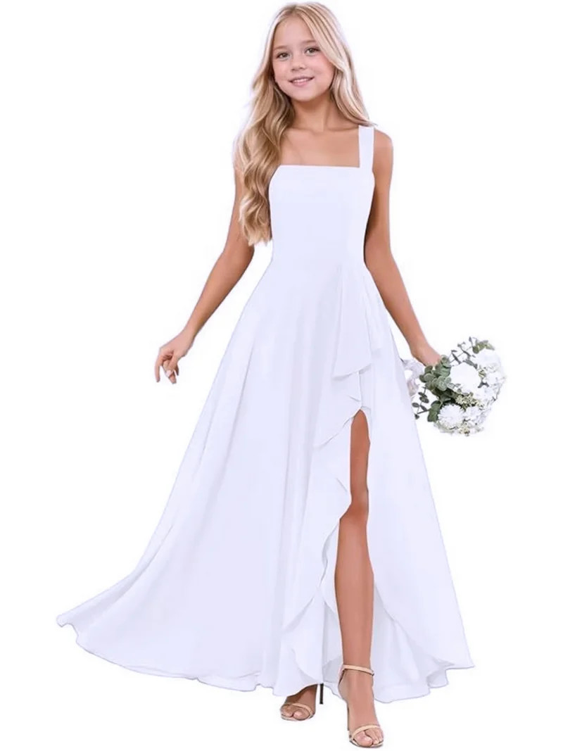 Junior Bridesmaid Dresses for Girls Formal Dress with Spaghetti Straps High Slit Skirt Elegant Te... | Walmart (US)