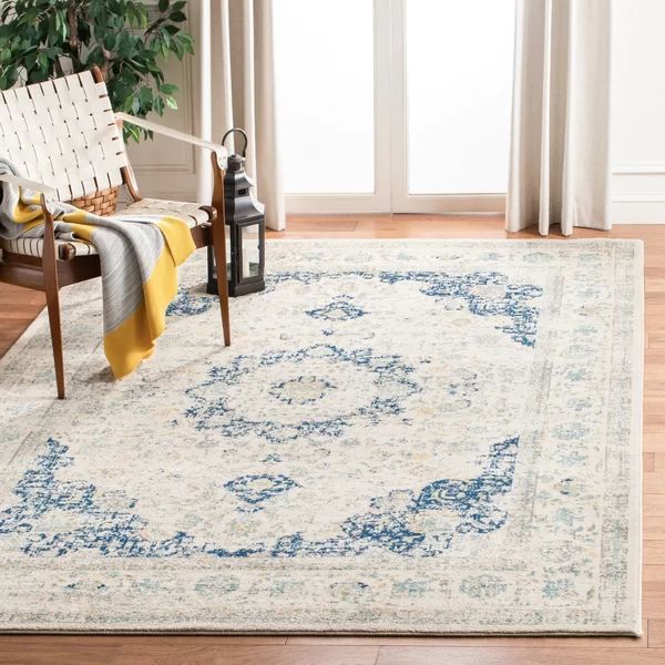 Elson Oriental Ivory/Blue Area Rug | Wayfair North America