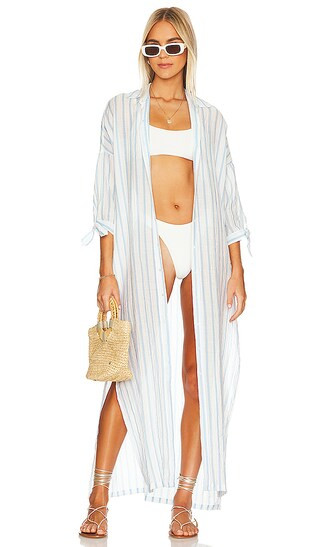 Josephine Shirt Dress in Cabana Blue Stripe | Revolve Clothing (Global)