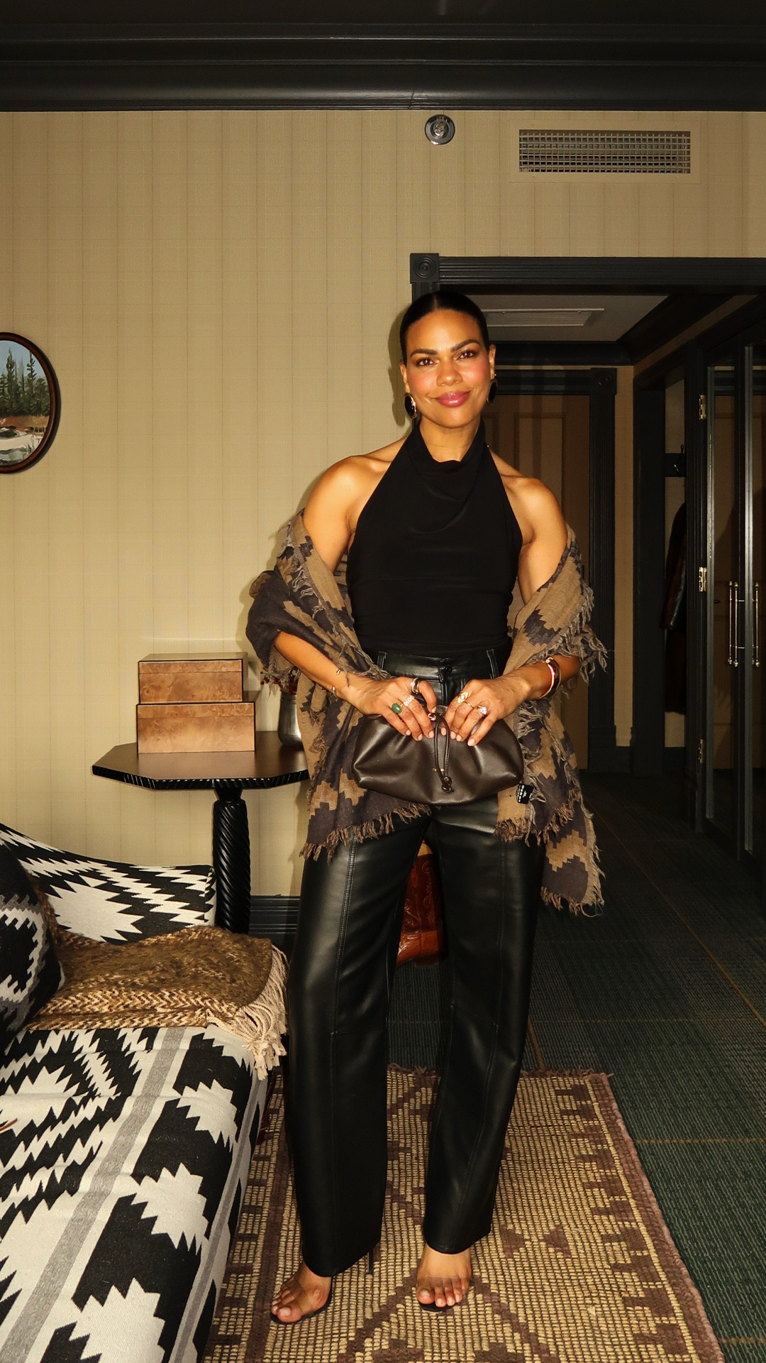 Another Aspen outfit for the unpredictable weather! Pistola faux leather pants (old but linked similar) halter top, my Schutz shoes that keep on giving. My key for super soft skin: African net sponge everyday (only use the one w the beads) glycolic acid followed by Kiehl’s.  

#LTKBeauty #LTKgrwm #LTKootd