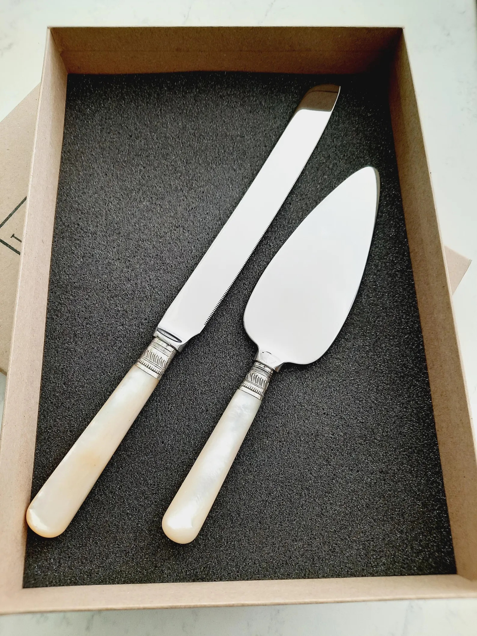 Stainless Steel Brides Cake Servers with Mother of Pearl handles, Unique Servers in Fabulous Cond... | Etsy (US)