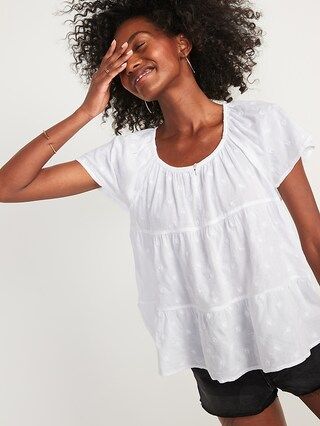 Tiered Embroidered Tie-Back Top for Women | Old Navy (US)