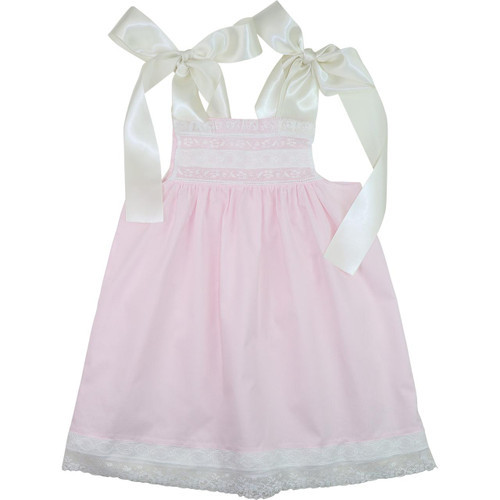 Pink Heirloom Satin Shoulder Tie Dress | Cecil and Lou