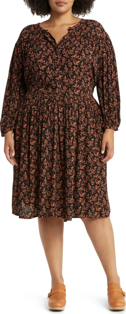 Leaf Print Long Sleeve Dress | Nordstrom